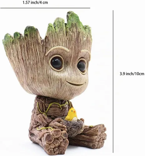 Vista 3 de TEEMO Decoraciones de Burbujeador de Aire Groot para Acuario, Decoraciones de Resina Marrón con Burbujeador de Aire para Acuario.