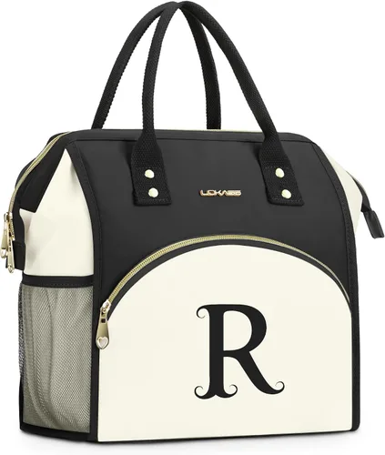 Vista 26 de Bolsa de almuerzo personalizada para mujer, elegante, reutilizable, aislada, con iniciales, para amiga, grande, de apertura ancha, resistente al