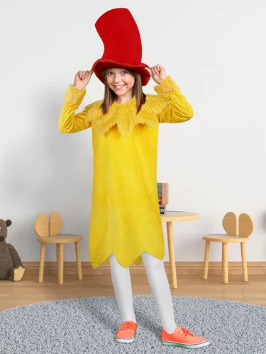 Vista 5 de SOMSOC Conjunto de disfraz clásico de libro de cuentos para niños, sombrero rojo de Stovepipe de felpa, chal mullido, calcetines hasta la rodilla