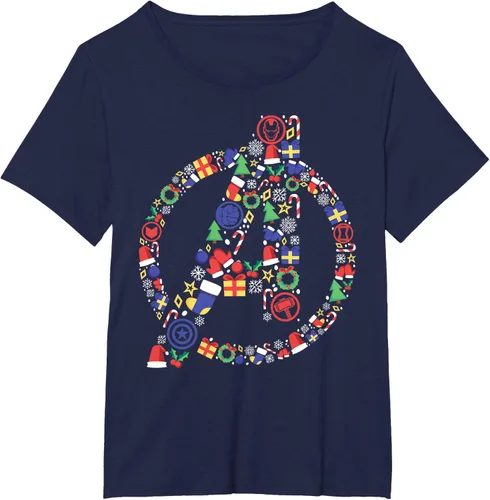 Vista 16 de Marvel Avengers A Logo Symbol Holiday Christmas Icons Camiseta, Negro
