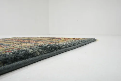 Vista 6 de Nomad Tapete contemporáneo de con estampado moderno tribal., Polipropileno, Azul