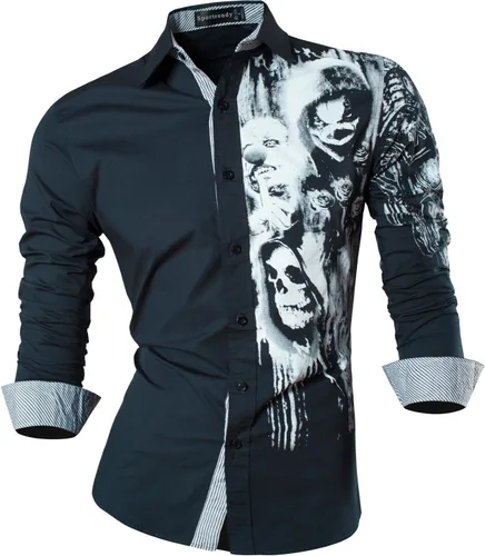 Vista 34 de JZS041, camisa de vestir de manga larga para hombre
