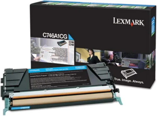 Vista 2 de Lexmark Cartucho de tóner C746A1CG, cian en embalaje al por menor