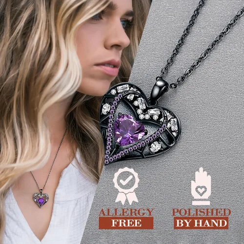 Vista 111 de Collar de cristal de 5 corazones, chapado en oro rosa de 18 quilates, colgante con cadena de plata de ley 925 de 18 + 2 pulgadas, joyería de piedra