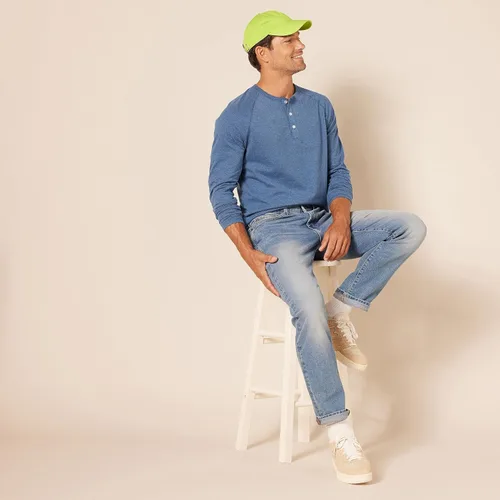 Vista 5 de Tienda Essentials Camisa Henley de manga larga ajustada para hombre