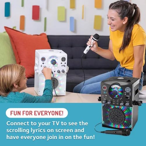 Vista 4 de Sistema de karaoke con Bluetooth parte superior para carga de CDG, espectáculo de discoteca sonido y luces (negro) SML385BTBK Singing Machine, Negro