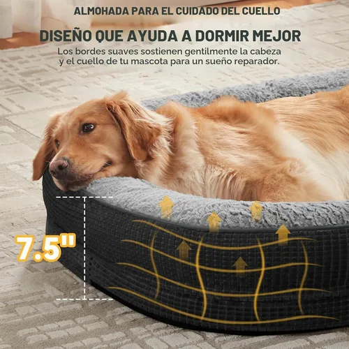 Vista 4 de JOEJOY Cama ortopédica para perros medianos, cama para mascotas de espuma viscoelástica con laterales de refuerzo, forro impermeable, funda