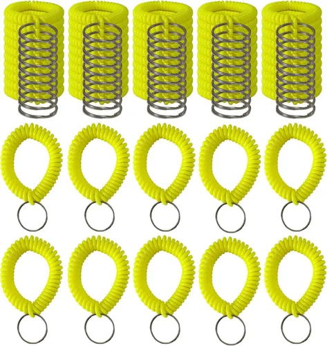 Vista 8 de Colorido llavero de bobina de muñeca pulsera en espiral llavero pulsera titular de la llave para piscina gimnasio identificación insignia