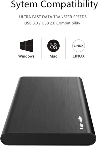 Vista 3 de Disco duro externo portátil ultradelgado de 320 GB, USB 3.0, almacenamiento HDD compatible con PC, computadora de escritorio, laptop, MacBook