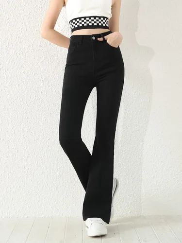 Vista 4 de SOLY HUX Girl's Flare Bell Bottom Jeans High Waisted Zipper Fly Stretch Bootcut Denim Pants