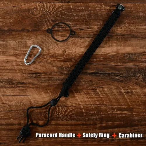 Vista 2 de Asa de cuerda de paracaídas para botellas Hydroflask 2.0 de boca ancha y estándar, con nuevo soporte de anillo de seguridad, 12oz - 64oz