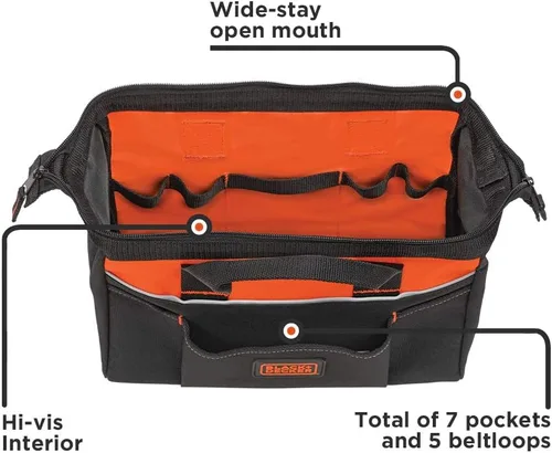 Vista 2 de BLACK+DECKER Bolsa de herramientas, 12 pulgadas (BDST500001APB)