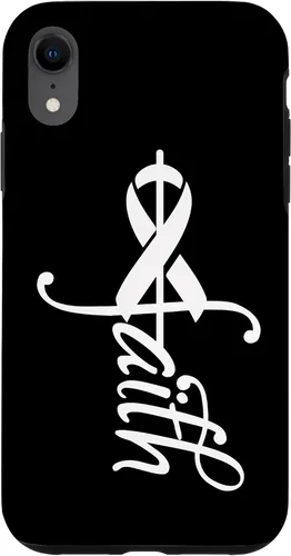 Vista 8 de iPhone 15 Faith Cancer Support - Estuche de concientización sobre el cáncer de pulmón con cinta