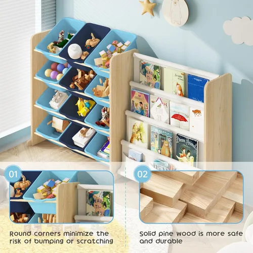 Vista 4 de EXPERLAM Organizador de Almacenamiento de Juguetes para Niños - Almacenamiento de Juguetes con Estantería, Organizador de Juguetes con 12