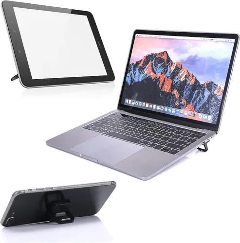 Vista 3 de Abeillo 2 soportes elevadores de teclado portátil, autoadhesivo, soporte invisible para teclado de computadora para escritorio, pies de laptop Negro