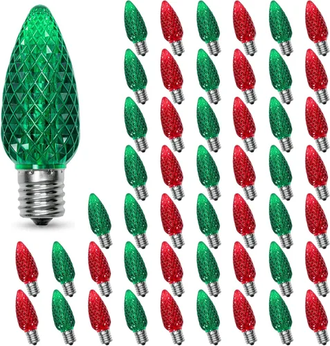 Vista 10 de Paquete de 50 luces LED C9 de Navidad, inastillables, impermeables, cálidas, 2700 K, plástico Cálido paquete de 50