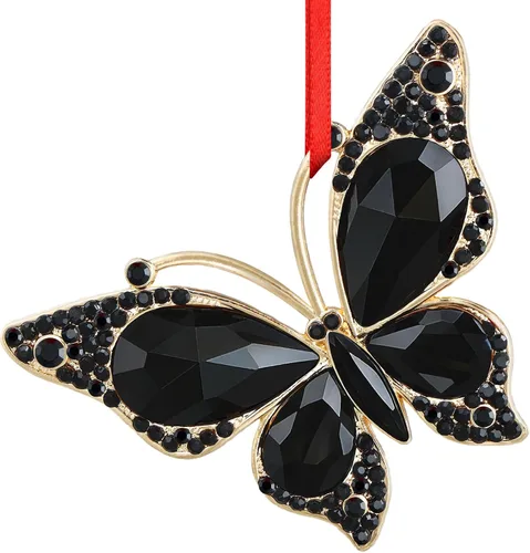Vista 14 de WaaHome Adornos de Navidad de mariposa 2025 – Recuerdo de mariposa monarca de metal, adornos de árbol de Navidad, mariposas coloridas, regalo
