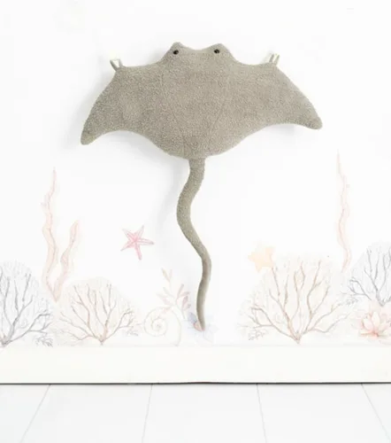 Vista 9 de Set of 2 peluches infantiles de pared formado por mantarraya gris y mantarraya blanco