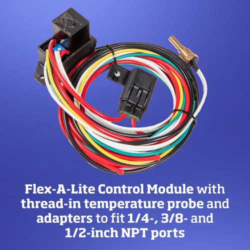 Vista 5 de Flex-A-Lite Controlador de ventilador eléctrico compacto y ajustable y kit de relé con sonda de temperatura roscada, controlador de ventilador