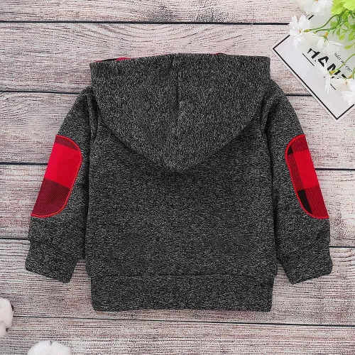 Vista 7 de KONFA Abrigo con capucha para niños y niñas, elegante, a cuadros, con bolsillo, floral, para niños