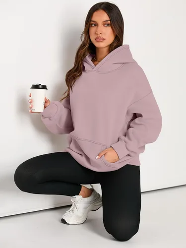Vista 5 de EFAN - Sudadera con capucha para mujer - Sudadera de vellón sobredimensionada con mangas largas para otoño e invierno, ropa de moda inspirada