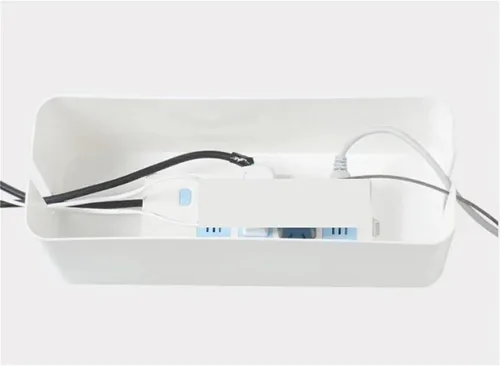 Vista 4 de Caja de almacenamiento de alambre de madera, 3 unidades, cable de datos, organizador de cables de alimentación, computadora para cables de TV