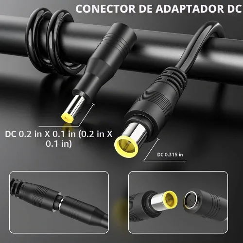 Vista 3 de ELECTOP Conector de panel solar a cable adaptador de CC de 0.315 in, enchufe de alimentación de CC de 6 pies con convertidor de 0.217 x 0.098 in