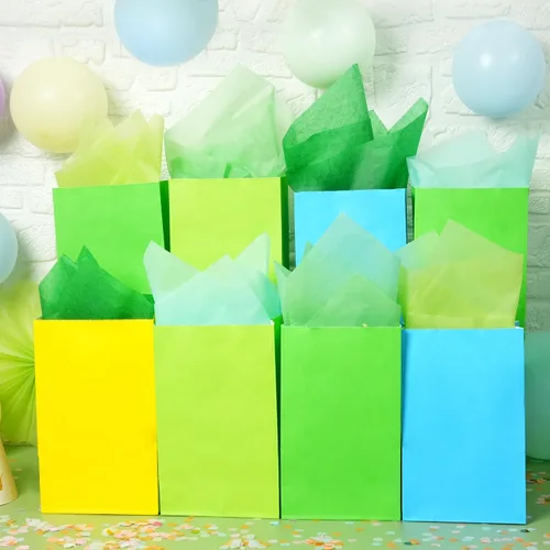 Vista 3 de 100 hojas de papel de seda verde a granel para bolsas de regalo, 20 x 14 pulgadas, papel de seda para regalo para el día de San Patricio, Navidad
