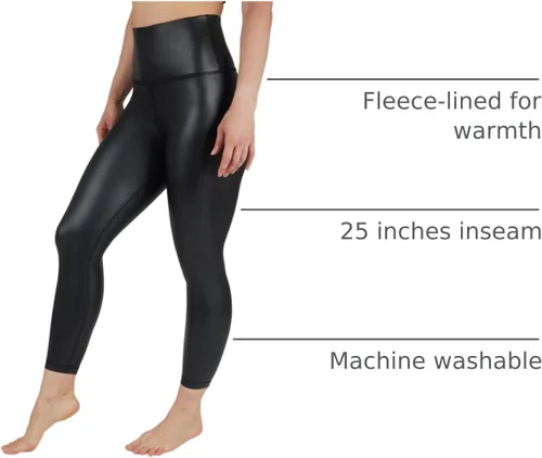 Vista 24 de 90 Degree By Reflex Leggings de cintura alta con forro polar de piel sintética de alto brillo y elástico