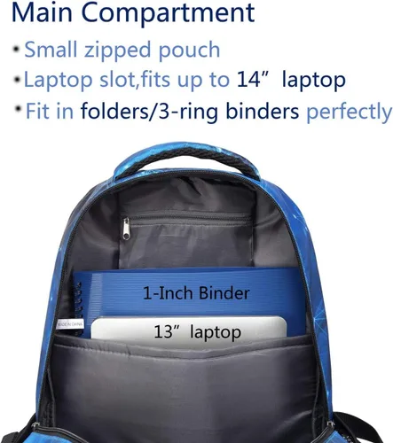 Vista 6 de BLUEFAIRY Mochila para niños y niñas, bolsas escolares para escuela secundaria, bolsas de libros para adolescentes, Azul celeste, Computadora