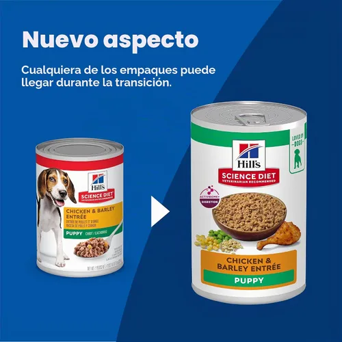 Vista 2 de Hill's Science Diet Comida húmeda para perros, receta de cachorro, pollo y cebada, latas de 13 onzas, paquete de 12