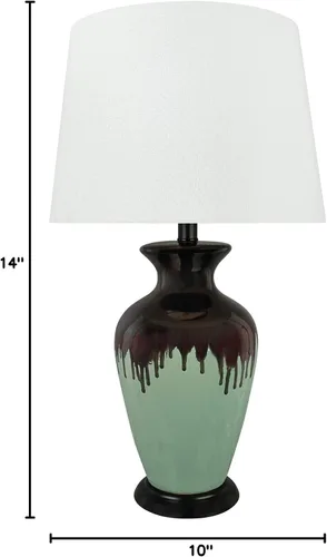 Vista 5 de Aspen Creative 40221-11 - Lámpara de mesa de cerámica esmaltada de transición de 26-1/2 pulgadas, color marrón oscuro y verde claro con pantalla
