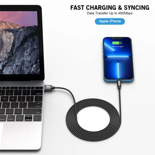 Vista 5 de Paquete de 2 cargadores para iPhone, cargador de pared para iPhone 14, bloque de adaptador USB-A de doble puerto con cable de carga rápida USB A a