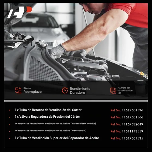 Vista 7 de A-Premium Kit de 5 piezas de válvula de ventilación del cárter (PCV) y manguera de respiradero, separador de ventilación, compatible con modelos BMW