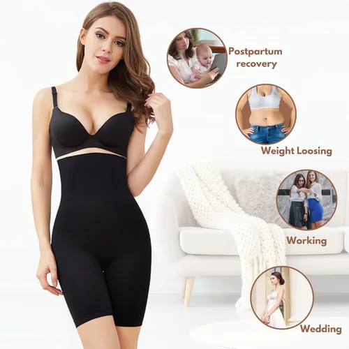 Vista 7 de WOODHAWK Pantalones cortos moldeadores de cintura alta para mujer, para control de abdomen, moldeadores de cuerpo, adelgazantes, muslos y vientre