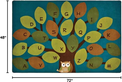 Vista 2 de Carpets for Kids 20724 Owl-Phabet Tree Literacy - Alfombra rectangular para habitación de niños, 4 x 6 pies, color azul