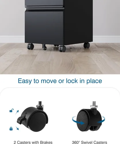 Vista 6 de PEUKC Archivador de 2 cajones con cerradura, archivador de metal debajo del escritorio para tamaño carta/legal/A4 para oficina en casa, archivadores