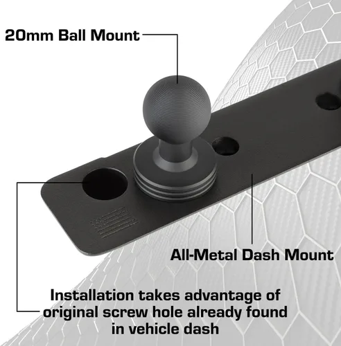 Vista 4 de Soporte para teléfono Bulletpoint compatible con panel de 2013-2018 RAM Truck y RAM 1500 Classic 2019+ con montaje de bola de 20 mm - Compatible