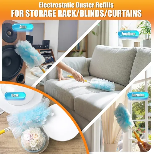 Vista 7 de 80 repuestos de plumero con 1 mango corto y mango extensible de 3 pies, compatible con Swiffer Duster, plumeros de limpieza de microfibra