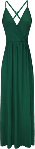 Vista 3 de II ININ - Vestido casual para mujer veraniego con cuello en V profundo estampado floral o color liso vestido largo con abertura para fiesta