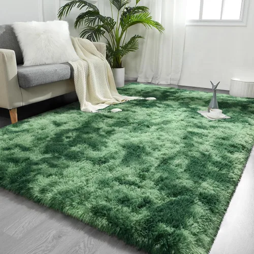 Vista 24 de FlyDOIT Alfombras grandes para sala de estar, 4 x 6 pies alfombra peluda beige con efecto tie-dye, alfombras mullidas suaves, alfombras peludas