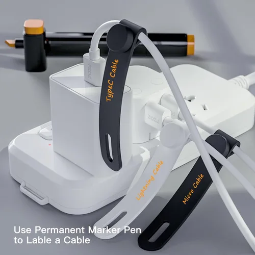 Vista 6 de PZOZ Bridas magnéticas reutilizables para cables, organizador de cables de silicona elástica, soporte de gestión de correas para iPhone, cargador