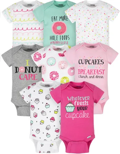 Vista 12 de Onesies Brand - Paquete de 8 mamelucos de manga corta para bebé niña Berry Happy