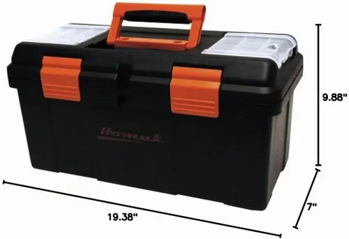 Vista 6 de Homak Caja de herramientas de plástico con bandeja y divisores, negro, 19.25 pulgadas