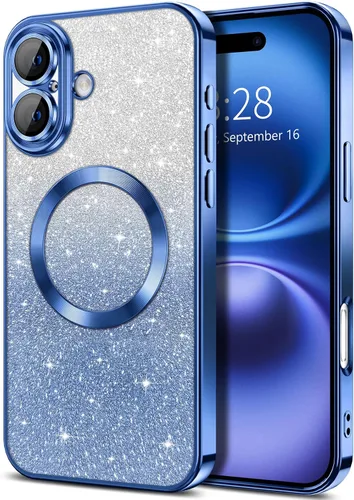 Vista 136 de Hython Funda para iPhone 12 Pro Max Transparente Magnética con Purpurina [Compatible con MagSafe] Protector Completo de Lente de Cámara Delgado