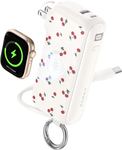 Vista 14 de RORRY Flow Cargador portátil 10000mAh 40W Enchufe de pared Banco de energía Rosa