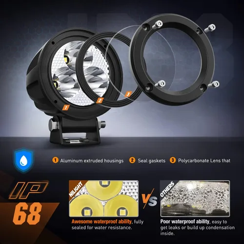 Vista 4 de Nilight Focos LED Redondos de 3 Pulgadas para Motocicleta, 2 Unidades, Focos LED Antiniebla Puntuales de 1550LM con EMC Integrado, Luz Auxiliar