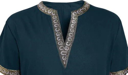 Vista 3 de Taoliyuan Disfraz medieval para hombre túnica renacentista caballero vikingo pirata vintage guerrero camisas LARP