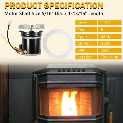 Vista 5 de 12056010 12026010 Kit de motor de soplador de escape de combustión para estufa de pellets con junta de repuesto para Whitfield Advantage