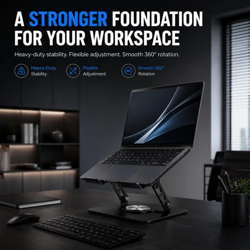 Vista 8 de Soporte ajustable para laptop, soporte para computadora con base